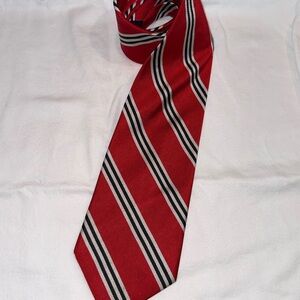 100% Silk Brooks Brothers Red and Black Striped Tie